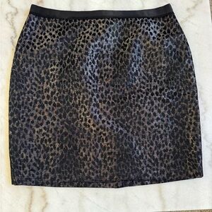 Ann Taylor Black Leopard Mini Skirt